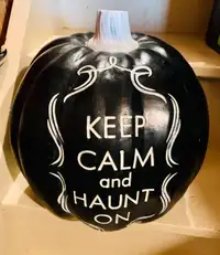 Halloween Large Pottery Black Pumpkin Keep Calm Haunt On
