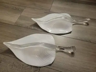 Murano Barovier Italy White Art Glass Leaf Chandelier Shades, View more