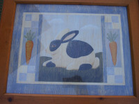 country Rabbit and sheep pictures wooden frame