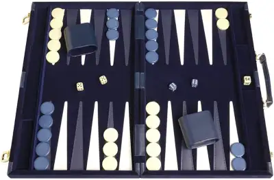 Open Box! 18inch Deluxe Backgammon Set - Blue Velour
