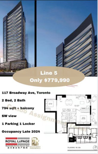 117 Broadway Ave, Toronto, 2 Bed + 2 Bath Condo assignment