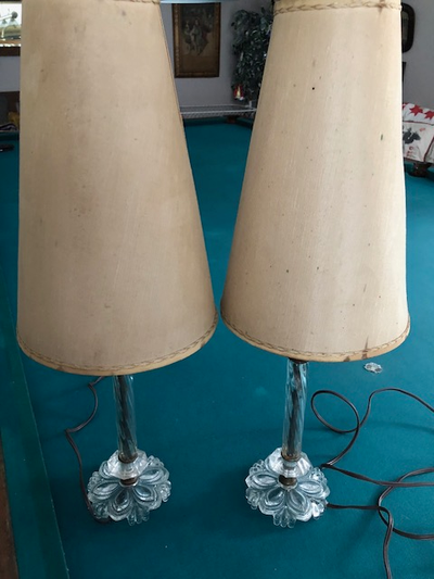 Pair Vintage Glass Lamps, View more