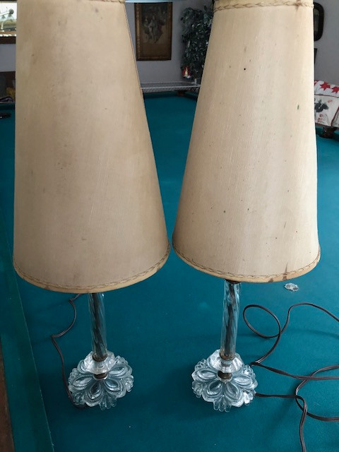 Pair Vintage Glass Lamps in Indoor Lighting & Fans in Oshawa / Durham Region