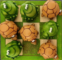 Hand painted tic tac toe game frogs and turtles