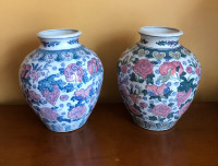 Pair of old Chinese famille rose porcelain vases