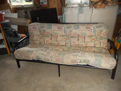 Like New Black Metal Futon Sofa Bed with Comfortable Stylish Cus, View more