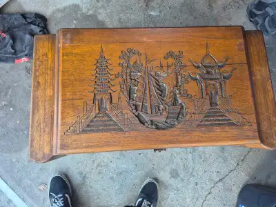 rare Indonesian hand carved trunk , View more