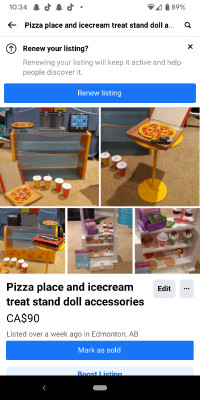 Pizza place and ice cream stand for 18 inch dolls