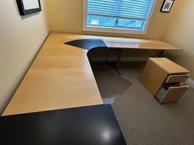 IKEA L-Shaped Desk & 2 Drawer Pedestal Cabinet, View more