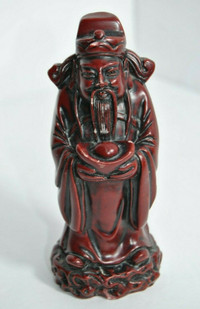 Vintage Hand Carved Chinese Resin Wise Man Statue Figurine