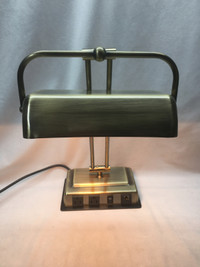 Vintage Brass Tone Banker Lamp with Adjustable Shade