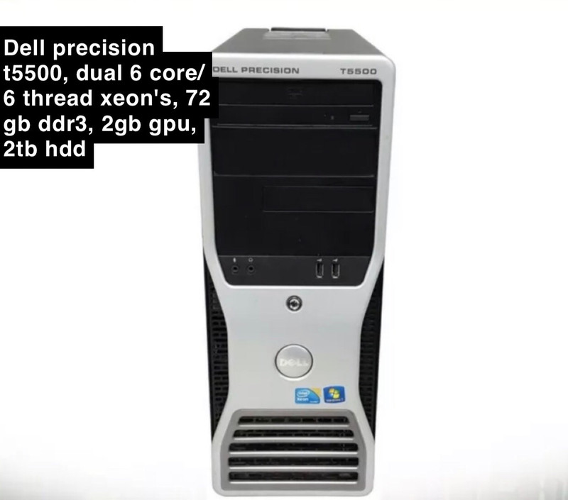 Dell Precision T5500, (2X) 6 core/ 72GB RAM/ 2tb HDD, used for sale  