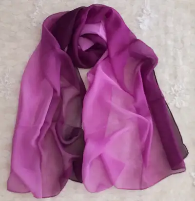 Silk Feeling Chiffon Oblong Scarf Gradient Violet Gift, View more