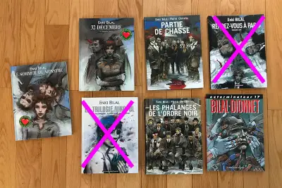 5 bandes dessinées Bilal en bon état. Chacune 15$ et 60$ pour le lot. - Le sommeil du monstre > 15$...