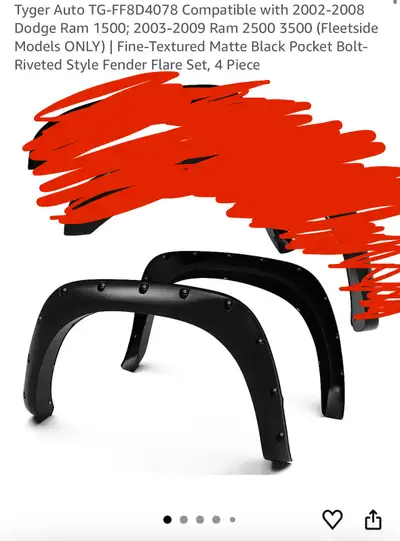 Brand new Fender flare arrière seulement de 2003 a 2009 Back fender flare only fit 2003 to 2009