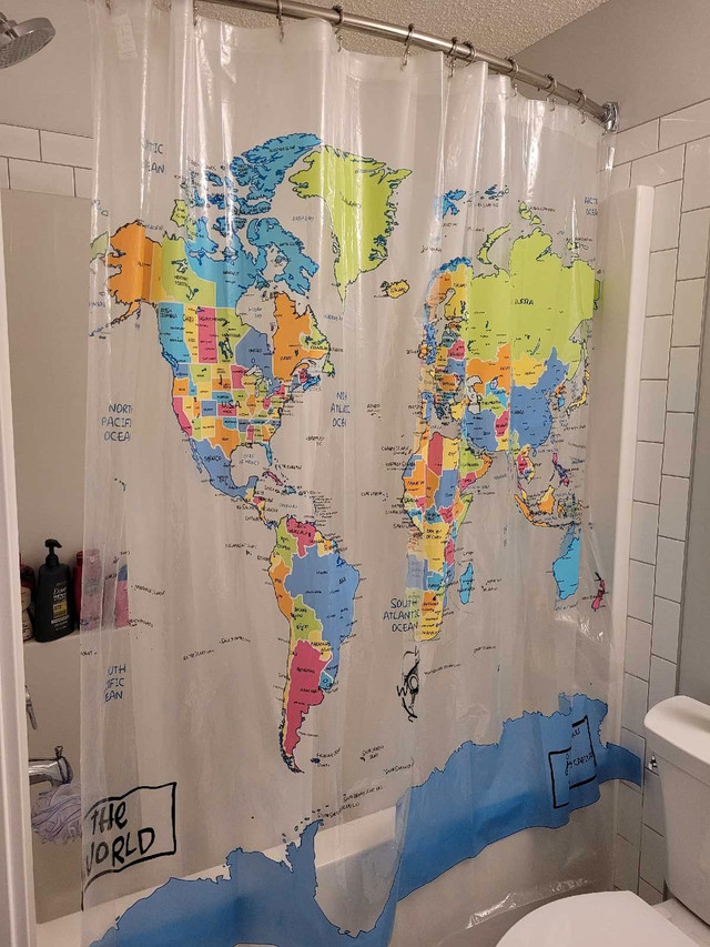 Map of the World Shower Curtain in Bathwares in Calgary