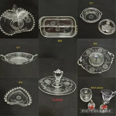 ON SALE NOW $99 for 9 Cornflower crystal dishes/ trays, View more