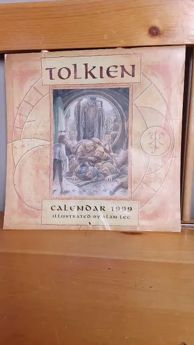 12 x 12" 1999 JRR Tolkien The Hobbit calendar. Art by Alan Lee. The outer cover has some minor issue...