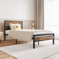 BRAND NEW ZGEHCO Twin/Single Metal Bed Frame with Wood Headboard