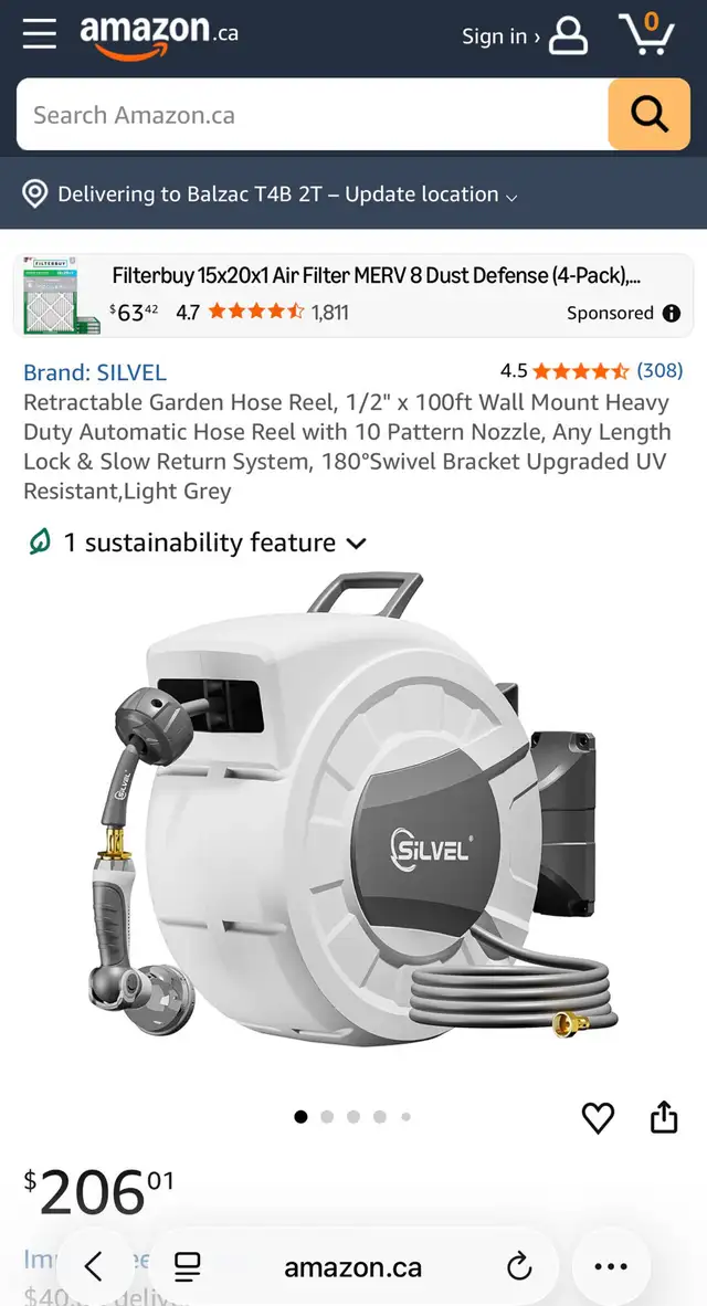 SILVEL Retractable Garden Hose Reel – 105 ft in Outdoor Tools & Storage in Oshawa / Durham Region - Image 10