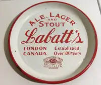 Vintage 1950s Porcelain Embossed Labatts Beer Tray