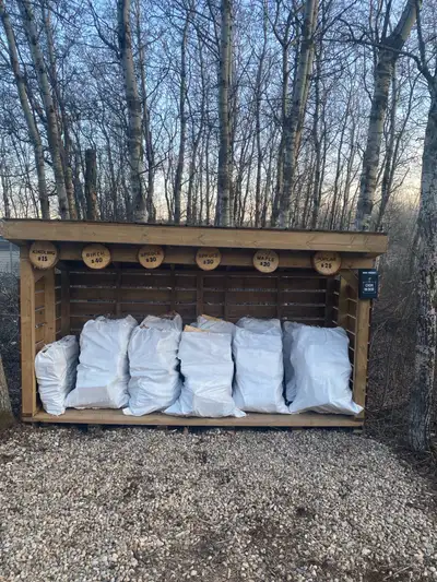 $15 Kindling $25 Poplar $30 Spruce $35 Tamarack $40 Birch XXXL Bags 80-100lbs Seasoned pickup 4 mins...