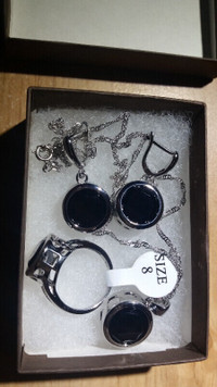 Gift idea - Black Zircon 925 Silver - Jewelry Set – $30 New , ne