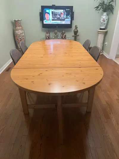 Solid pine oval dining table, View more