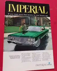 UNIQUE 1968 IMPERIAL HAND COLOURED AD BY ARTIST - AFFICHE VINTAG