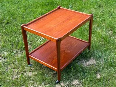 Danish Teak Serving Cart on Wheels, View more