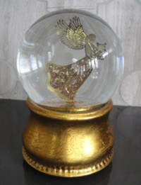 Musical Golden Snow Globe Angel With Crystals by SRG