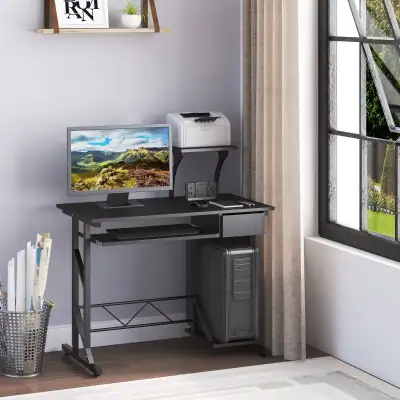 Computer Desk with Keyboard Tray, Writing Desk with Drawer, View more