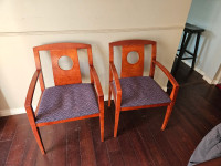 2 Solid Cherry Wood Haworth 1996 Office Accent Chairs