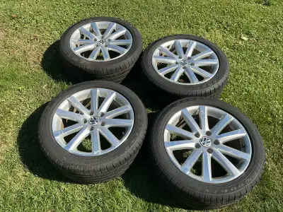Goodyear eagle 235/45 R17 all season tires and VW rims. Tread depth 6/32 Set of 4 available, not sol...