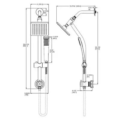 3-Function Handheld Shower - 2.5 GPM Includes - Showerhead, Handshower, Arm, Flange, Slidebar with C...