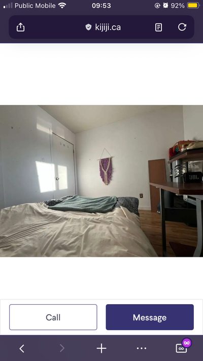 Private furnished room available immediately in a cozy 4-plex in Hillhurst. Great location near bus...