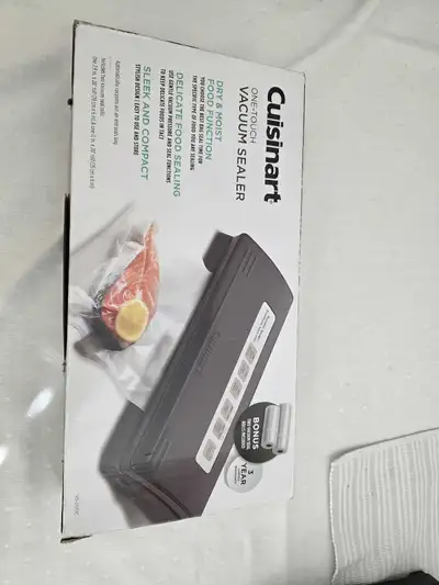 Product Details The Cuisinart Black One-Touch Vacuum Sealer extracts air at the push of a button, lo...