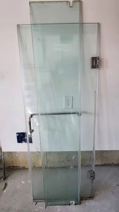 Shower glass door 15x74 inch fix glass panel 26x68 inch glass door with chrome handle