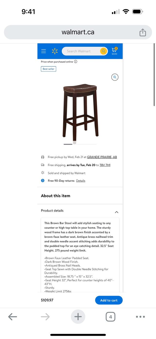 32” bar stool  in Chairs & Recliners in Grande Prairie - Image 4