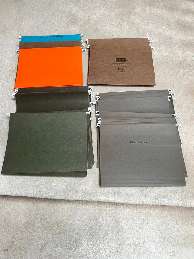 25 letter size hanging file folders in various colours. in Other in Vancouver - Image 2