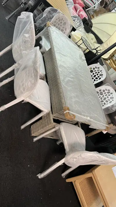 7pc rattan patio dining set, detachable dining table, View more