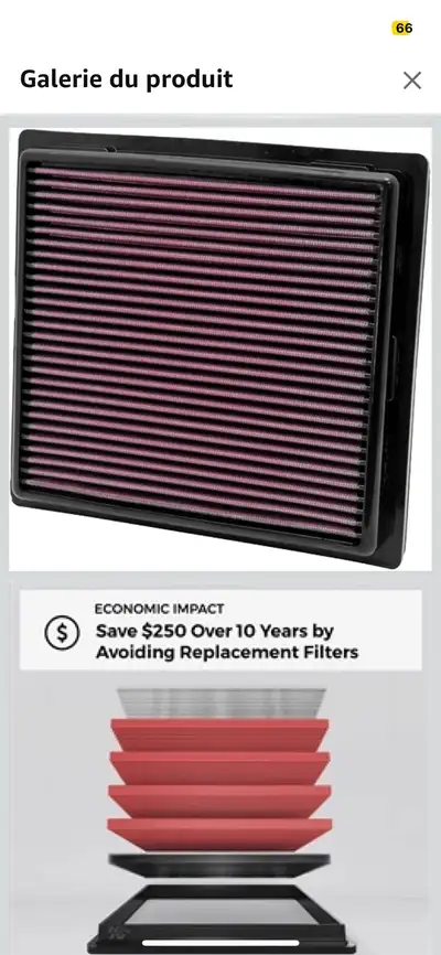 Filtre à air performant pour Jeep Grand Cherokee début 2000 4.7 L