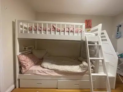 Solid Wood Twin Bunk Bed with Storage Stairs & Drawers, View more