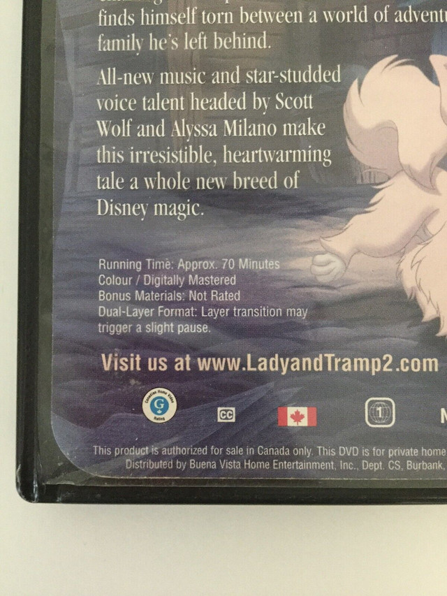 DVD du film (Lady and the Tramp II) dans CD, DVD et Blu-ray  à Longueuil/Rive Sud - Image 3