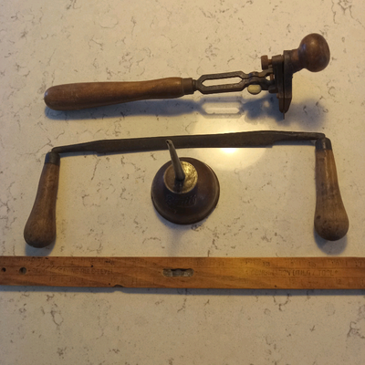 Stanley 82 scraper 25.00 Wood handled Spoke shave 35.00 BEATTY OIL CAN 35.00 Time saving rule-level...