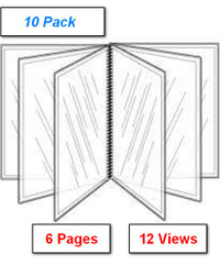 NEW (10 Pack) 12 View 6 Page 8.5x11 Clear Spiral Menu Covers