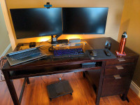 Computer desk with double monitor stand