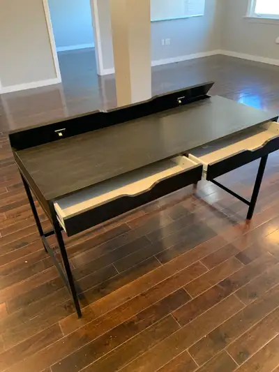 Black Wood and Metal Writing Desk with Drawers - Live Auction, View more
