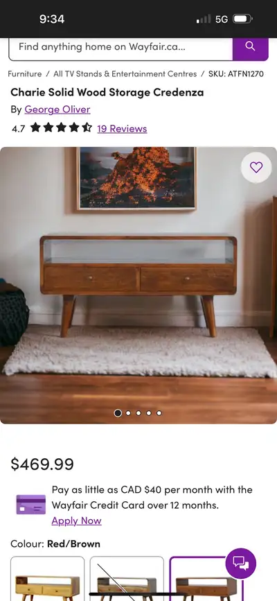 Solid Wood Storage Credenza or TV Stand – Excellent Condition, View more