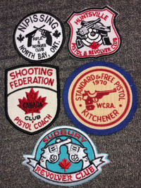  5 Vintage Collectors rifle Revolver and pistol club patches